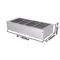 Baño María empotrable (drop‑in) - 1500mm - 4x GN 1/1 - 2,92 kW