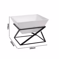 Etagere / Buffet Stand - Black - square - Height: 175mm - incl. 1 Melamine bowl - Powder-coated stainless steel & Melamine