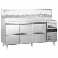 PREMIUM pripremni stol – 1795 mm – 6 ladica – s staklenom plohom – za 9 x GN 1/3