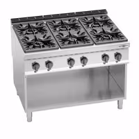 Plinski štednjak - Linija 900 - 1200x900x965 mm - 53,5 kW - 6 plamenika - samostojeći - otvoreni ormarić