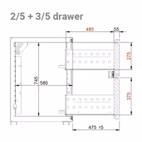 Drawer Unit for Beer Bars - 1x 2/5 & 1x 3/5 Drawers - for BRA & BLA Series