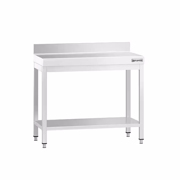طاولة عمل ستانلس ستيل PREMIUM - 800x600mm - مع رف سفلي & حاجز خلفي