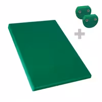 Vágódeszka - 250x400 mm - Vastagság: 20 mm - polietilén - zöld - csúszásgátló stopperekkel - HACCP