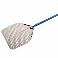Lopata za pizzu - AZZURRA - anodizirani aluminij - ojačana lopata - 330x330 mm - perforirana - drška aluminijska