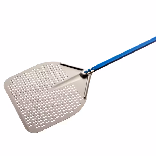 Lopata za pizzu - AZZURRA - anodizirani aluminij - ojačana lopata - 330x330 mm - perforirana - drška aluminijska
