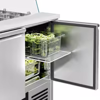 Pult za pripremu salate PREMIUM - 900 mm - 2 vrata - s visokom staklenom nadogradnjom za 2x GN 1/1 & 3x GN 1/6