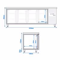 Rashladni pult ECO - 2230x700 mm - 553 l - s 4 vrata - Ventilirano hlađenje
