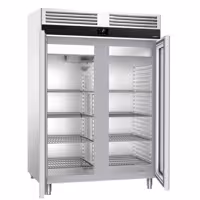 Szafa chłodnicza PREMIUM – stal nierdzewna – GN 2/1 – 1400 L – z 2 drzwiami szklanymi – z izolacją 85 mm