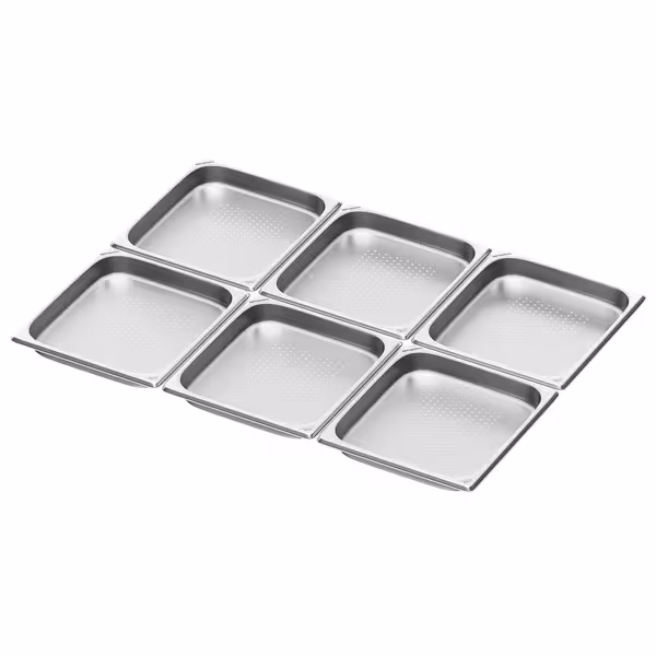 (6 szt.) Pojemnik GN 2/3 – perforowany – stal nierdzewna – wysokość: 40 mm
