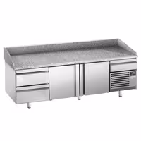 Table réfrigérée à pizza Premium PLUS - 2305 x 800 mm - avec 2 portes & 3 tiroirs