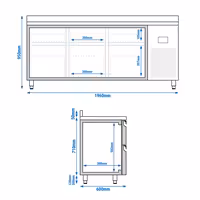 Commercial Counter Fridge PREMIUM PLUS - 1960x600mm - with 6 drawers - with upstand - capacity 385 litres