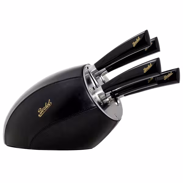 BERKEL | ELEGANCE – knivblock med 5 knivar – svart läder