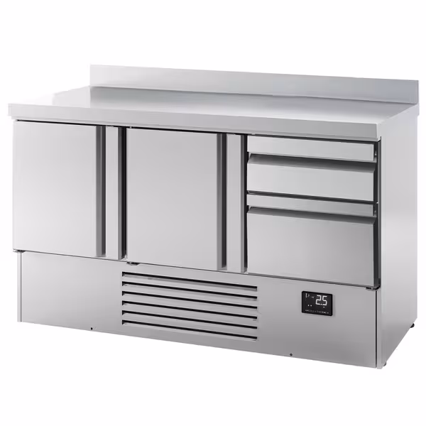 Rashladni pult PREMIUM PLUS - 1460x700 mm - 355 l - Ventilirano hlađenje - s 2 vrata - s 2 ladica - Podignuti rub
