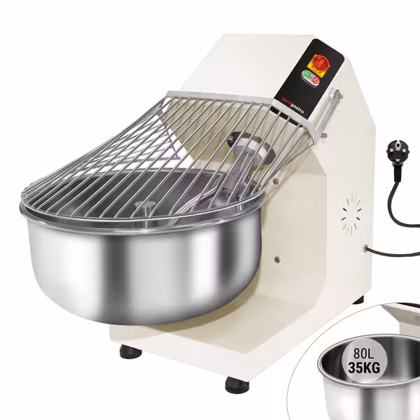 Spiralna miješalica za tijesto - 80 l / 50 kg - 1 brzina - s fiksnom posudom - 230 V - za pizzu i kruh