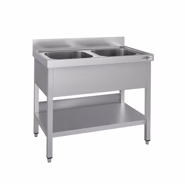 Sudoper ECO - 1000x600 mm - s donjom policom - s 2 koritima - korita sredina - inox