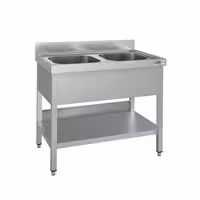Sudoper ECO - 1000x600 mm - s donjom policom - s 2 koritima - korita sredina - inox