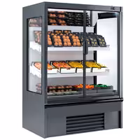 Commercial multideck display fridge - 1018mm - 278L - with 2 hinged glass doors & 2 shelves - Anthracite