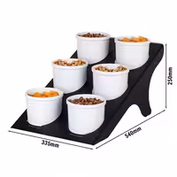 Etagere / Buffet Stand - Powder-coated stainless steel & melamine - Black - round - Ø135mm - incl. 6 Melamine bowls Ø100mm - suitable for round small bowls
