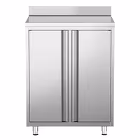 Rozsdamentes acél munkaszekrény - 800x600 mm - nyílóajtós, 2 ajtós – hátsó felhajtással