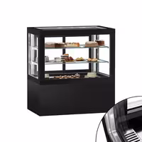 Commercial cake display fridge - 570L - 1210mm - Double glazing - with 2 shelves - rear sliding glass door - Black