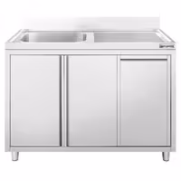 Sudoper s ormarićem ECO - inox - 1200 x 700 mm - s košem za otpatke - s 1 koritom - korito lijevo