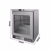 Podkonstrukcijski zamrzivač nehrđajući čelik (inox) PREMIUM - 595 mm - 110 l - od -20 °C do -18 °C - s 1 staklena vrata - ventilirano hlađenje, ručno odmrzavanje