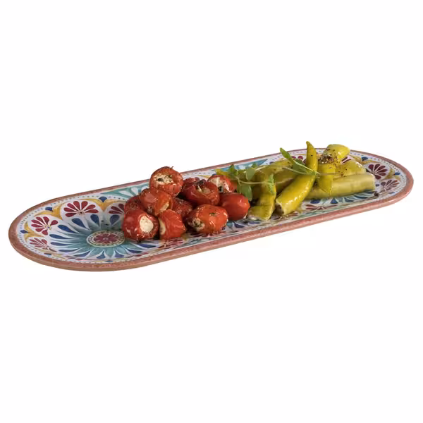 (6 adet) ARABESQUE - Sunum Tabağı - Melamin, 380x155mm, Terrakotta / Mavi