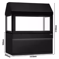 Charcoal Grill TORONTO - 1900mm - Black Front - Black Granite Worktop - tempered glass front - 4 grill grates