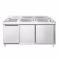 PREMIUM umivaonik – 1400 x 600 mm – s košem za smeće i dvije zdjele s desne strane
