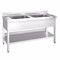 Sudoper PREMIUM - 1600x600 mm - s donjom policom - s 2 koritima - korita sredina