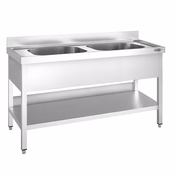 Sudoper PREMIUM - 1600x600 mm - s donjom policom - s 2 koritima - korita sredina