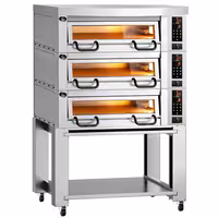 Electric Deck Pizza Oven Power - Triple Deck - Refractory Stone Deck - 4+4+4 x Ø 34cm (13") - Digital Controls - up to 450°C - incl. Hood & Base frame
