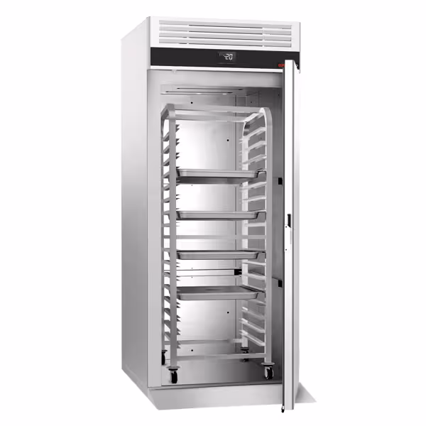 Szafa chłodnicza ze stali nierdzewnej PREMIUM - GN 2/1 - EN 600x400 - 700L - 910x1213mm - 1 drzwi - chłodzenie wentylowane; automatyczne odszranianie