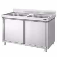 Sudoper s ormarićem PREMIUM - inox - 1600 x 700 mm - sa 2 korita - korita sredina