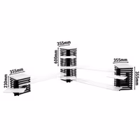 Etagere / Buffet Stand - Stainless steel frame & Plexiglas shelves - White with black columns - square - Height: 600mm - incl. 3 Melamine bowls