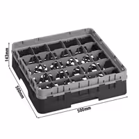 CAMBRO | CAMRACK® - Košara za pranje čaša 1/1 - 25 odjeljaka - Sa 1 produžetkom - 500x500 mm - Crna boja