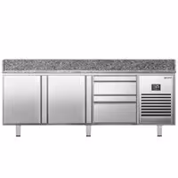 Table réfrigérée à pizza Premium PLUS - 1980 x 700 mm - avec 2 portes et 2 tiroirs