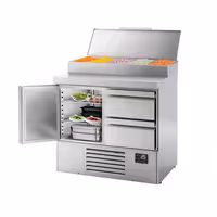 Pripremni rashladni pult - 978x700 mm - 1 vrata i 2 ladice - za 5x GN 1/4