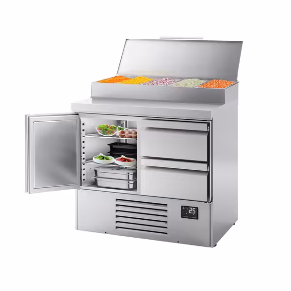 Pripremni rashladni pult - 978x700 mm - 1 vrata i 2 ladice - za 5x GN 1/4