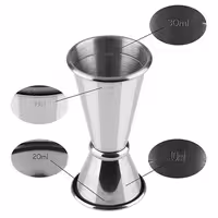 (6 pz) Misurino da bar doppio - Acciaio inox - 2cl & 4cl - con graduazioni interne 1cl & 3cl