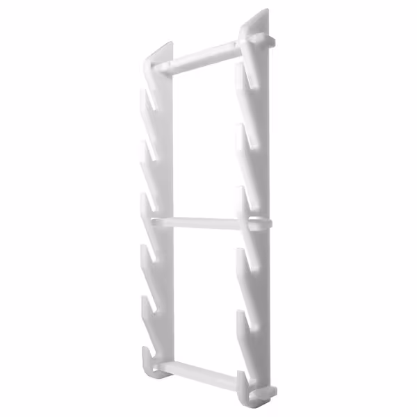 Skärbrädeställ - 370x100x900 mm - Tjocklek: för brädor upp till 20 mm - polyeten (HDPE) - vit - väggmonterad - för 6 skärbrädor