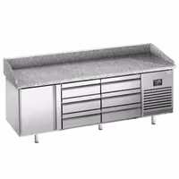 Table réfrigérée à pizza Premium PLUS - 1980 x 700 mm - avec 1 porte et 6 tiroirs