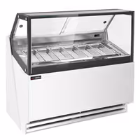 Ice Cream Display Freezer | THEO - 1300mm - Ventilated cooling - with LED lighting - for 6 x 5 litres Napoli pans - White