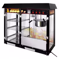Commercial Popcorn Machine with Nacho Warmer - 1.70kW - 5kg/h - with 3 heated shelves - Black