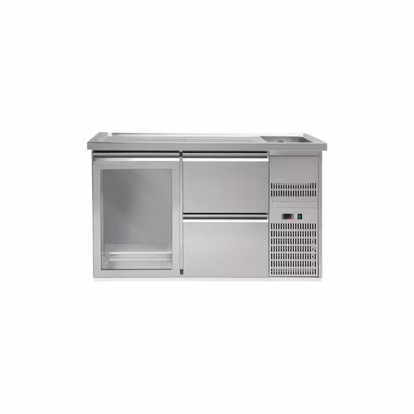 Pivski štand PREMIUM PLUS - 1550x700 mm - 1 Staklena vrata & 2 Ladice