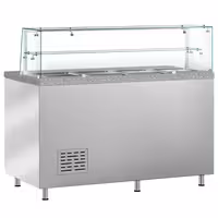 Salātu sagatavošanas galds (saladette) PREMIUM - amerikāņu tipa - 1515 mm - 390 l - 2 durvis - ar stikla vitrīnu 4x GN 1/1