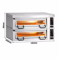 Electric Deck Pizza Oven Power - Twin Deck - Refractory Stone Deck - 6+6 x  Ø 34cm (13.4") - 230V 3 Phase - Digital Controls - up to 450°C - incl. Hood