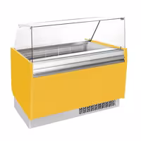 Ice Cream Display Freezer | LIAM - 1310mm - Static cooling - with LED lighting - for 10 x 5 litres Napoli pans - Yellow