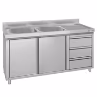 ECO umivaonik – 1400 x 600 mm – s 3 ladice i 2 sudopere na lijevoj strani
