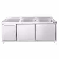 PREMIUM umivaonik – 2000 x 600 mm – s košem za smeće i dva umivaonika s desne strane